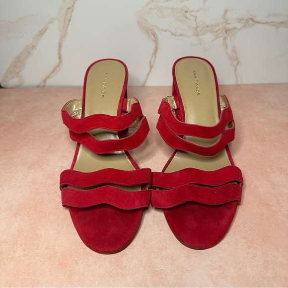 Ann Taylor Wavy Red Strap Heels Size 7.5 - Picture 5 of 5